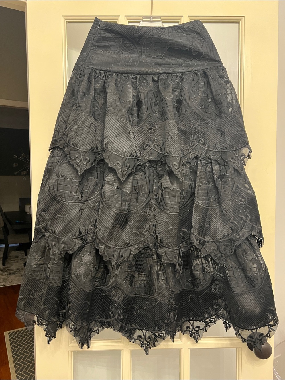 Black Tiered Lace A-Line Skirt